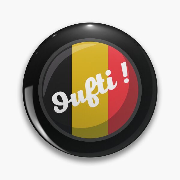 Item preview, Phew! belgian phrase from Liège on a belgian flag in the shape of a round black yellow red designed and sold by PausePapote.