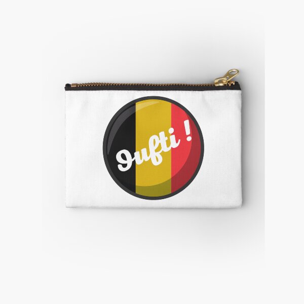 Item preview, Phew! belgian phrase from Liège on a belgian flag in the shape of a round black yellow red designed and sold by PausePapote.