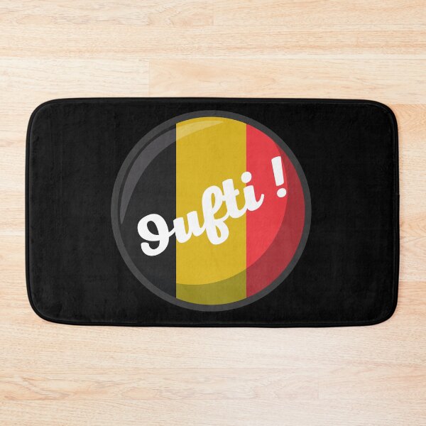 Item preview, Phew! belgian phrase from Liège on a belgian flag in the shape of a round black yellow red designed and sold by PausePapote.