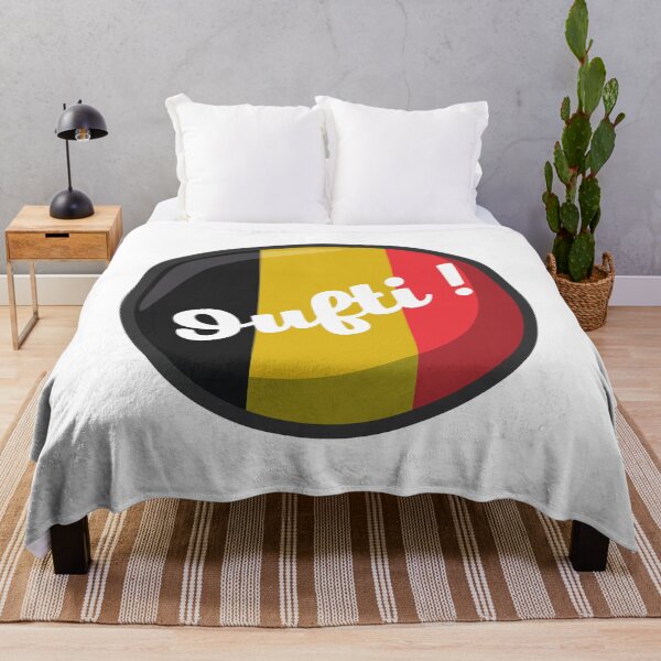 Item preview, Phew! belgian phrase from Liège on a belgian flag in the shape of a round black yellow red designed and sold by PausePapote.