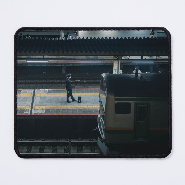 Item preview, Train Station at Night with Conductor Waiting on Platform designed and sold by JonesyDave.