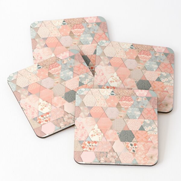 Artikelvorschau, Peach Bliss: Light Blue and Peach Patchwork entworfen und verkauft von Cosmic-Canvases.