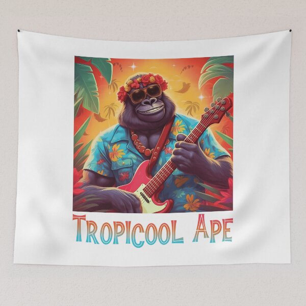 Item preview, Tropicool Ape | Groovy Gorilla with Hawaiian Shirt designed and sold by PopPopGfx.