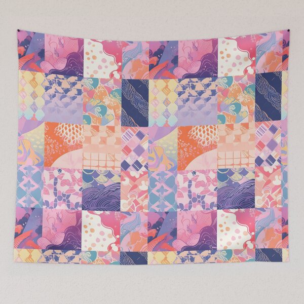 Artikelvorschau, Color Carnival: Funky Patchwork in Purple, Pink, Yellow entworfen und verkauft von Cosmic-Canvases.
