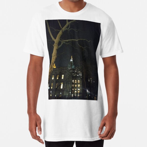 Street, City, Buildings, Photo, Day, Trees, New York, Manhattan, Brooklyn Long T-Shirt