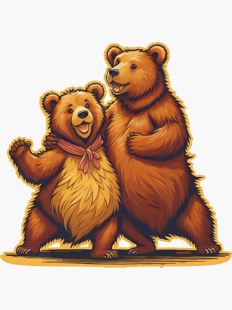 Orange Dancing Bear Sticker