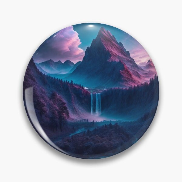 Item preview, Cloudy mountain landscapes with a waterfall, Ai Generated Art designed and sold by AiGens.