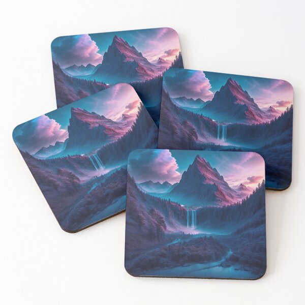 Item preview, Cloudy mountain landscapes with a waterfall, Ai Generated Art designed and sold by AiGens.
