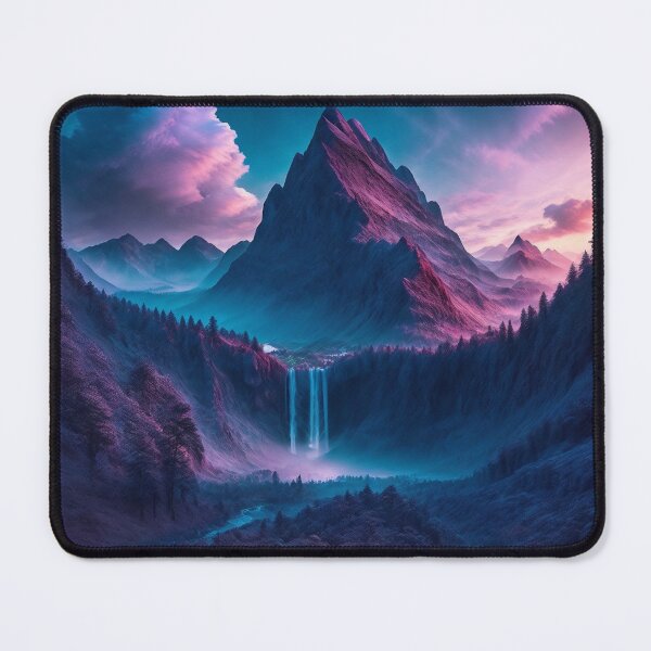 Item preview, Cloudy mountain landscapes with a waterfall, Ai Generated Art designed and sold by AiGens.