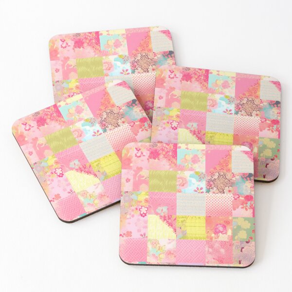 Item preview, Sunset Quilt: Yellow and Pink Patchwork Design designed and sold by Cosmic-Canvases.