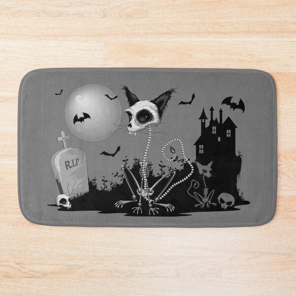Item preview, Cat Zombie Creepy Skeleton on Halloween Scenery designed and sold by BluedarkArt.