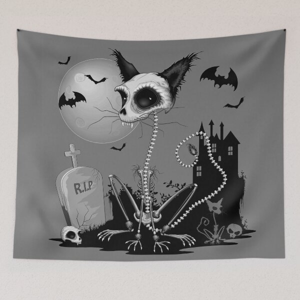 Item preview, Cat Zombie Creepy Skeleton on Halloween Scenery designed and sold by BluedarkArt.