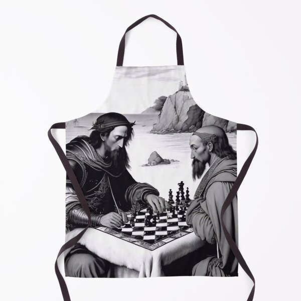 Item preview, Knight and monk are playing chess designed and sold by M-Y-A-R-T-.