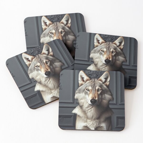 Item preview, Portrait of beautiful wolf on dark victorian interior background  designed and sold by Reinvention.
