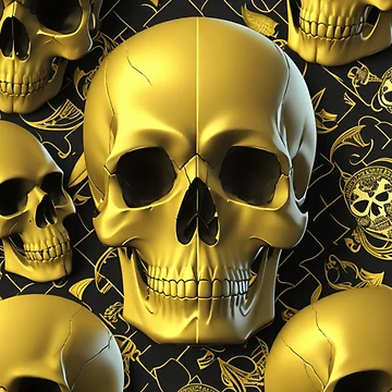 Aperçu de l'œuvre Black and gold skulls background de Rothnaric