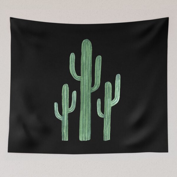 Item preview, Three Beautiful Green Cacti Succulent on Black Design designed and sold by DesertDecor.