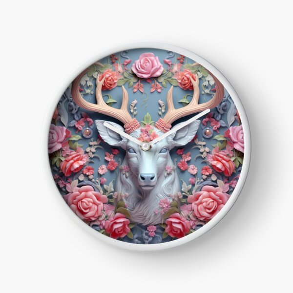 Item preview, 3D Nordic reindeer surrounded by flowers designed and sold by DigitArtisan.