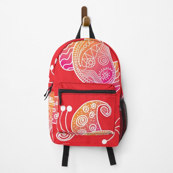 Item preview, Decorated Paisley Pattern in a Burnt Orange and Hot Pink Ombré effect with a Bright Red Background designed and sold by Aureusglow.