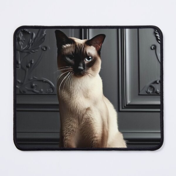 Item preview, Portrait of beautiful siamese cat on dark victorian interior background designed and sold by Reinvention.