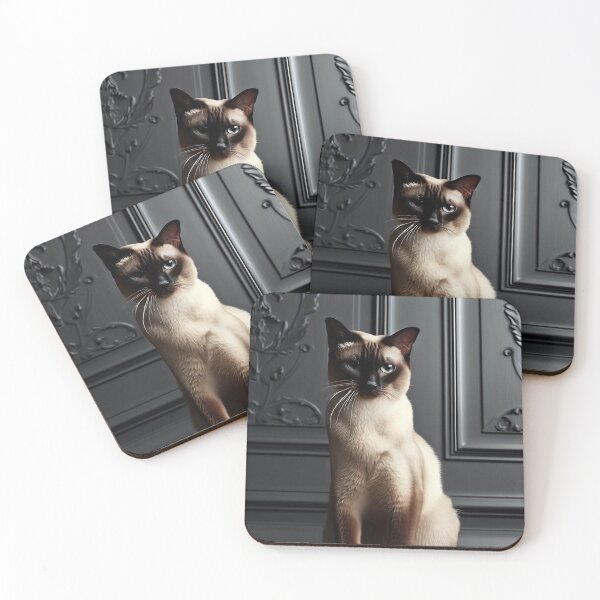 Item preview, Portrait of beautiful siamese cat on dark victorian interior background  designed and sold by Reinvention.