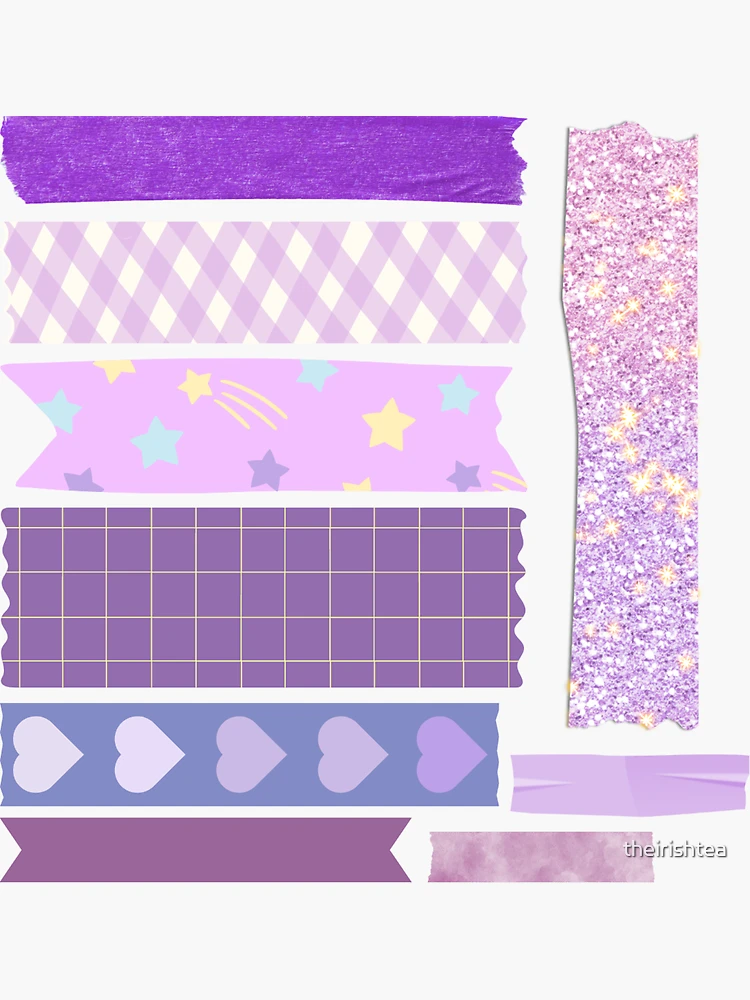 Ultra Violet and Lavender Purple Washi Tape Strips with Torn Edges &  Different Patterns. 36 Unique Semitransparent Vectors. Photo Sticker, Print  / Web Layout Element, Clip Art, Scrapbook Embellishment Stock Vector