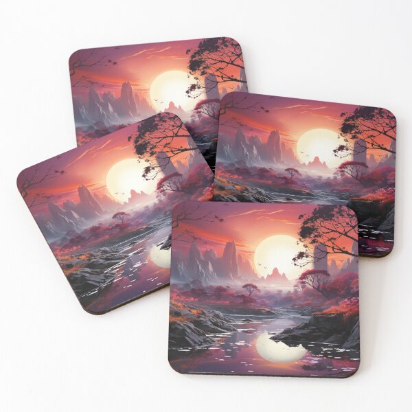 Item preview, Snow-Dusted Peaks final dusk: An Ethereal Dreamscape designed and sold by Moisky Art.