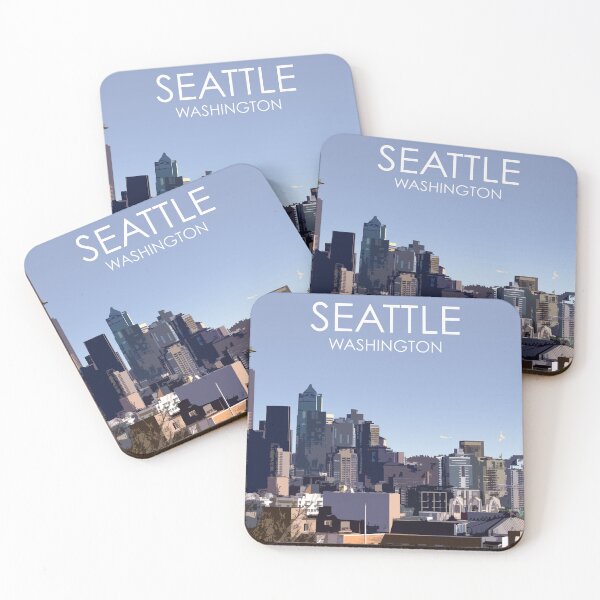 Item preview, Seattle, Washington, USA, Travel Print, Winter designed and sold by summattodraw.