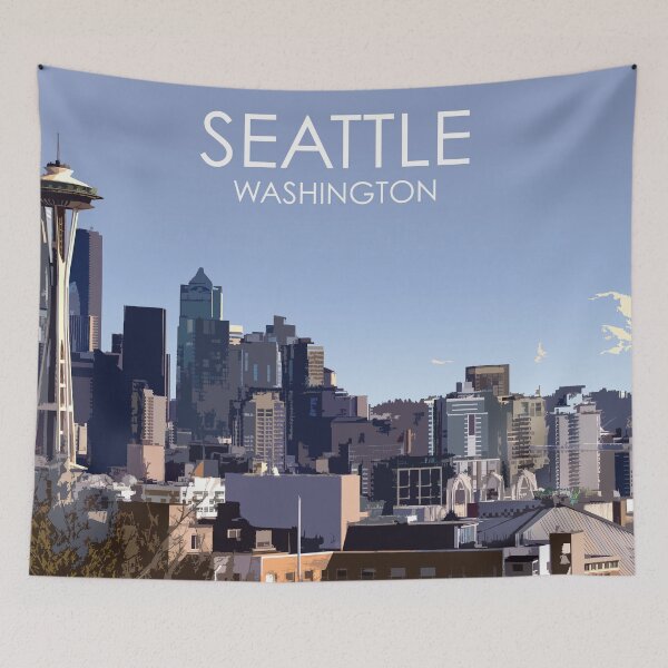 Item preview, Seattle, Washington, USA, Travel Print, Winter designed and sold by summattodraw.