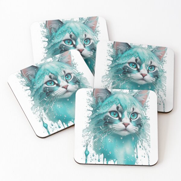 Item preview, Blue cat, water colour kitten effect designed and sold by Ultimatedezign.