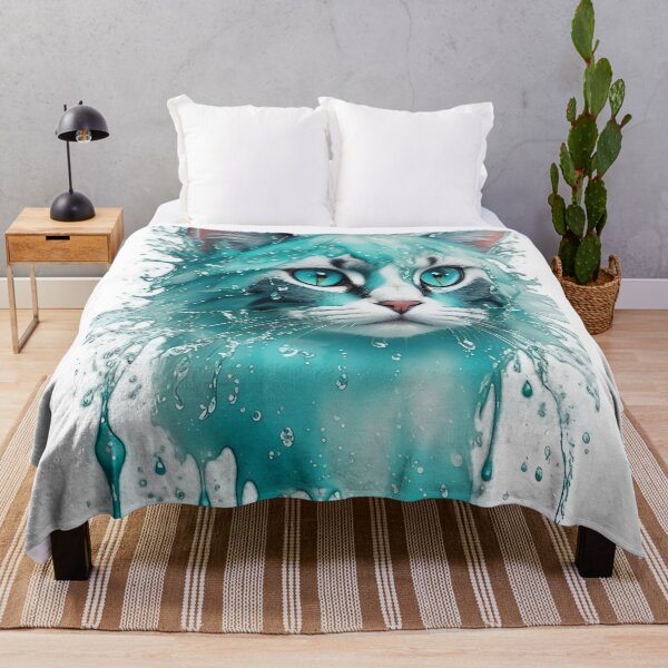 Item preview, Blue cat, water colour kitten effect designed and sold by Ultimatedezign.