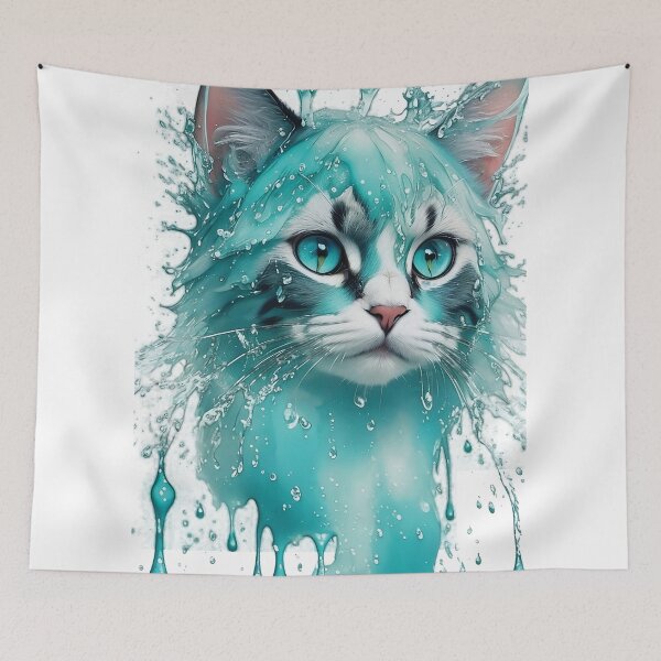 Item preview, Blue cat, water colour kitten effect designed and sold by Ultimatedezign.