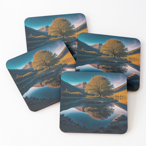 Item preview, Mountain landscapes with a tree-lined lake and reflection, Ai Generated Art designed and sold by AiGens.