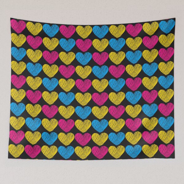 Item preview, Subtle Pansexual Flag Hearts Pattern - black designed and sold by ontrendshirts.