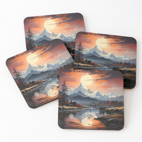 Item preview, Snow-Dusted Peaks with sun: An Ethereal Dreamscape  designed and sold by Moisky Art.