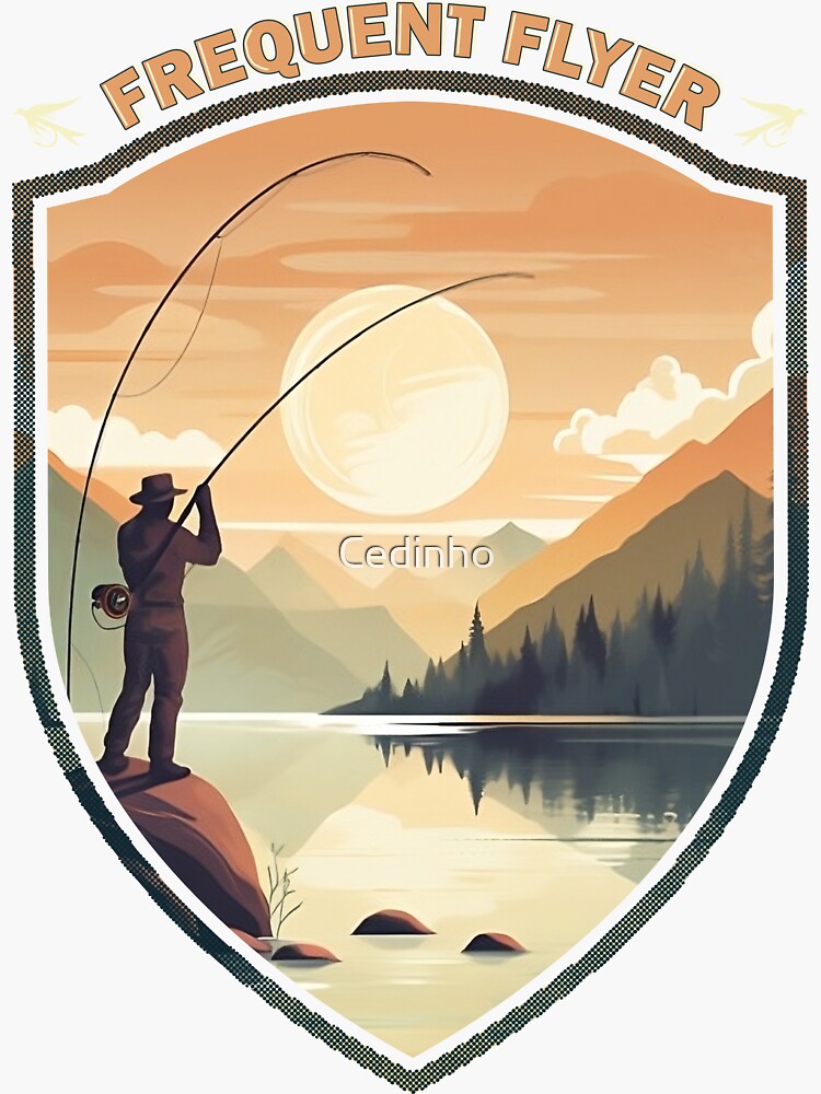 Fly Fishing at Lake Shore: Design for the Avid Angler Sticker for Sale by  Cedinho