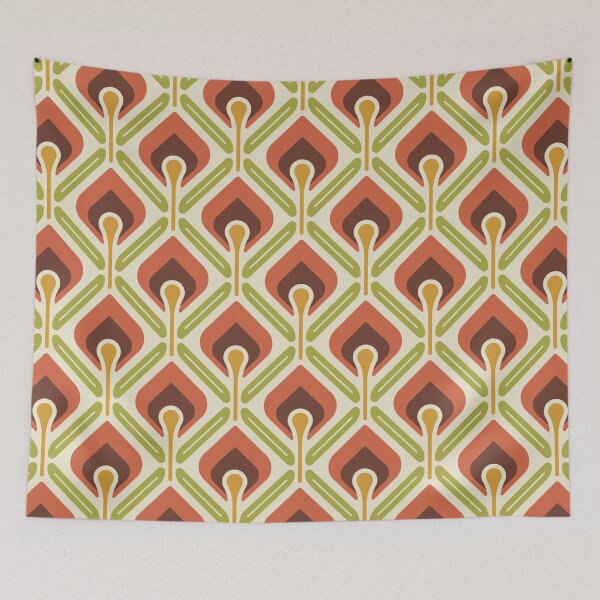 Item preview, KF 0044 F - Retro Vintage Flower Minimalist 70s Modern Geometric Floral Pattern designed and sold by KhakiFinch.