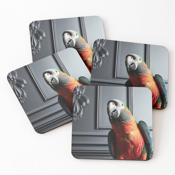 Item preview, Portrait of beautiful parrot on dark victorian interior background  designed and sold by Reinvention.