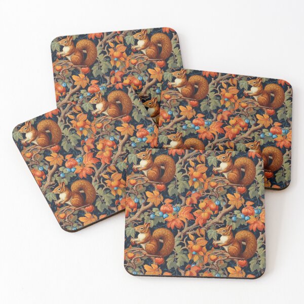 Item preview, Squirrel Autumn Hand Drawn Chromolithography Pattern Hand-drawn Handmade Kaleidoscope designed and sold by harmoneer.