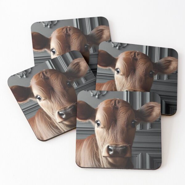 Item preview, Portrait of beautiful calf on dark victorian interior background  designed and sold by Reinvention.