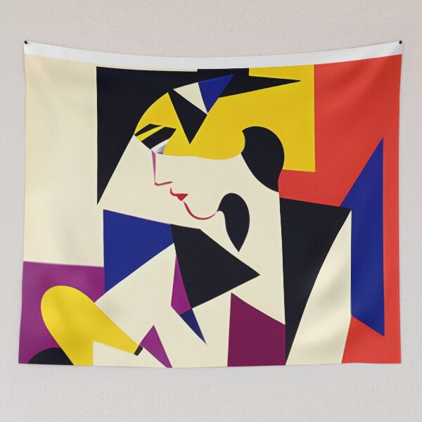 Item preview, Estilo art deco contemporáneo abstracto Geisha como dama con sombrero designed and sold by mahercara.