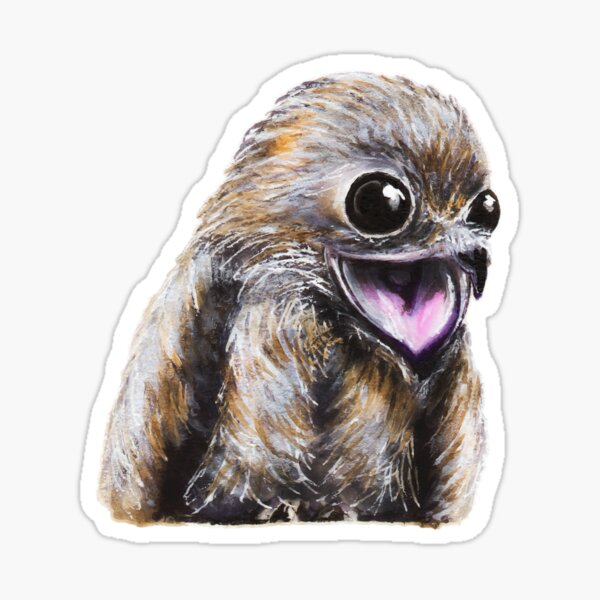 Item preview, Happy Potoo bird watercolour painting designed and sold by Funsize-Art.
