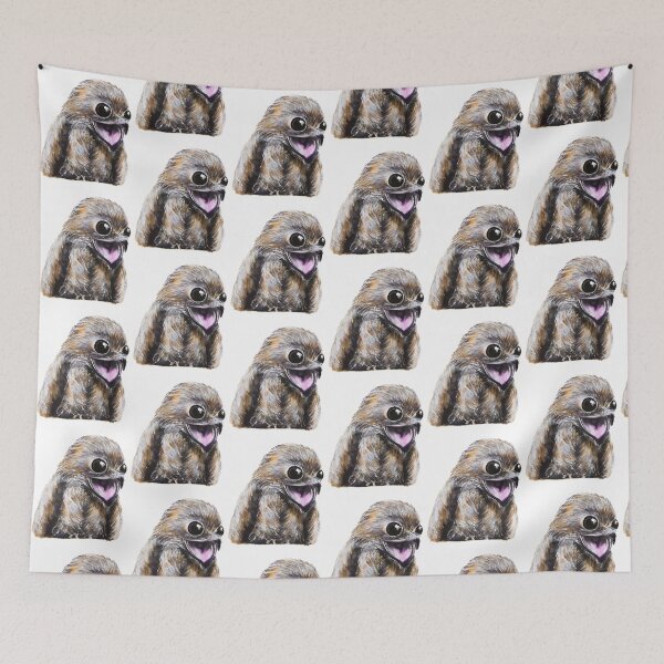 Item preview, Happy Potoo bird watercolour painting designed and sold by Funsize-Art.