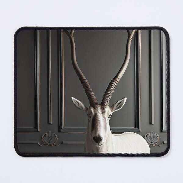 Item preview, Portrait of beautiful white antelope on dark victorian interior background designed and sold by Reinvention.