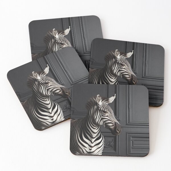 Item preview, Portrait of beautiful zebra on dark victorian interior background  designed and sold by Reinvention.