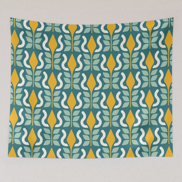 Item preview, KF 0045 F - Retro Vintage Flower Minimalist 70s Modern Geometric Floral Pattern designed and sold by KhakiFinch.