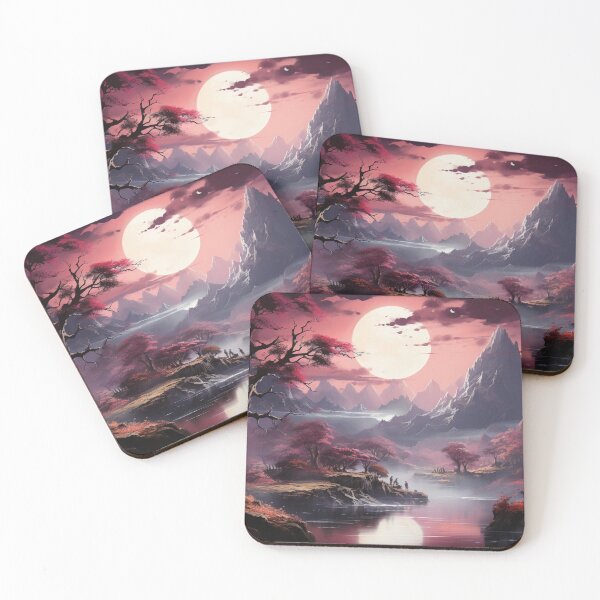 Item preview, Snow-Dusted Peaks with moon: An Ethereal Dreamscape designed and sold by Moisky Art.