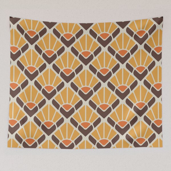 Item preview, KF 0046 D - Retro Vintage Square Flower Minimalist 70s Modern Geometric Floral Pattern designed and sold by KhakiFinch.