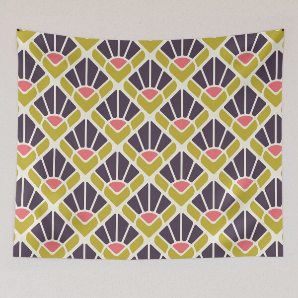 Item preview, KF 0046 F - Retro Vintage Square Flower Minimalist 70s Modern Geometric Floral Pattern designed and sold by KhakiFinch.