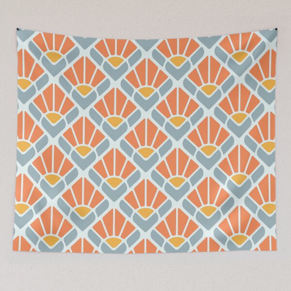 Item preview, KF 0046 G - Retro Vintage Square Flower Minimalist 70s Modern Geometric Floral Pattern designed and sold by KhakiFinch.