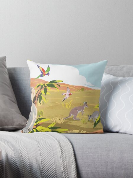 Wild animals in Australia Throw Pillow